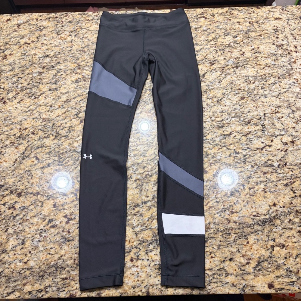 Under Armour HeatGear Compression Leggings Womens S Black Colorblock Pants ws